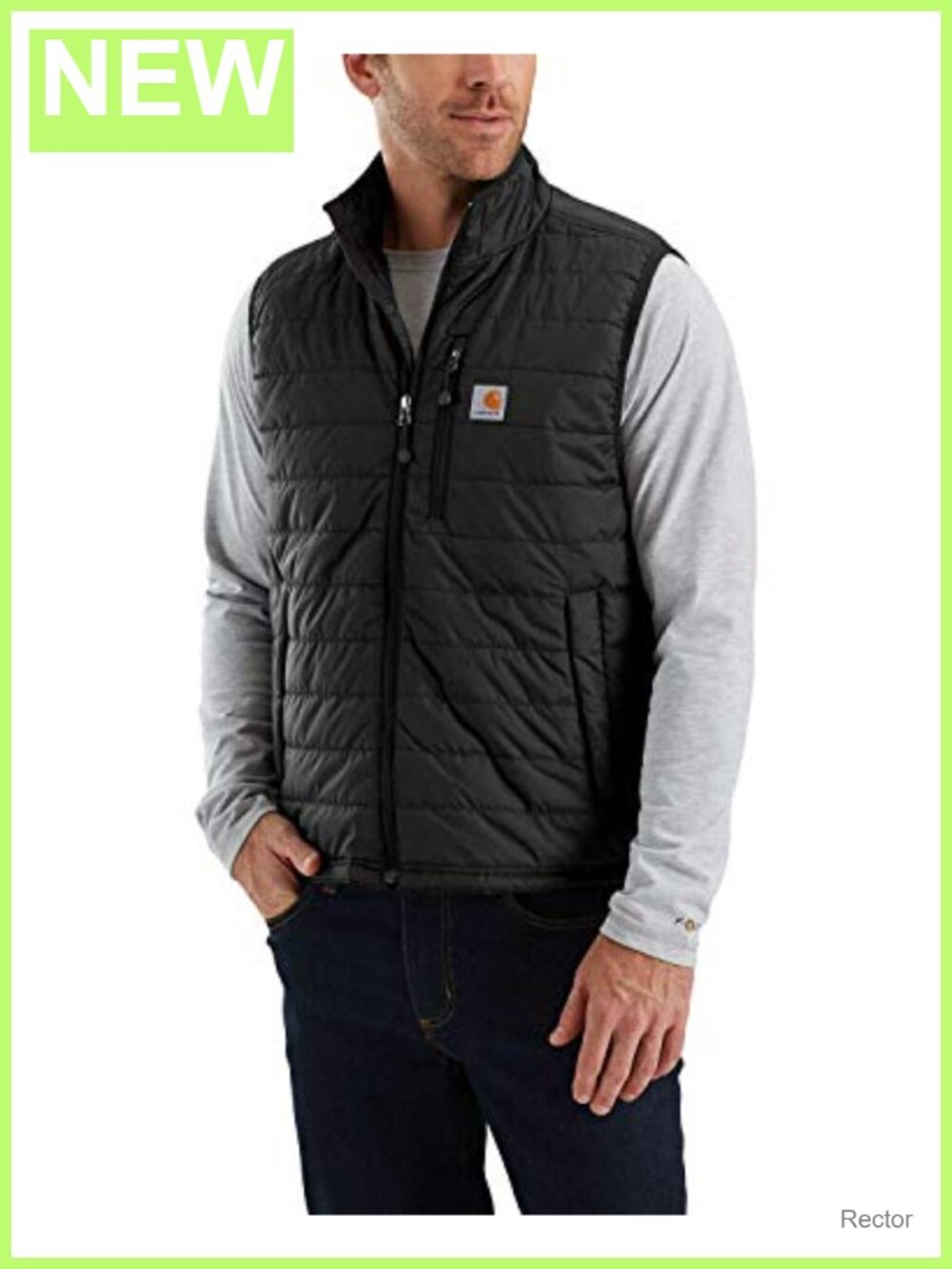 Quilted Nylon Insulated Work Vest Relaxed Fit Sleeveless